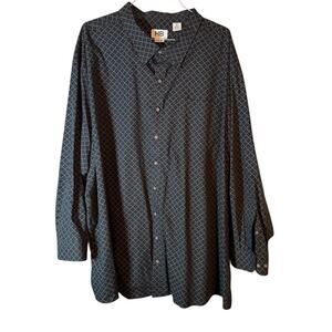 5XL Harbor Bay HB Fit DXL Black Pattern Button Up Long Sleeve Mens Shirt